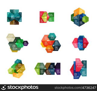 Hexagone infographic diagram templates. Vector hexagone infographic diagram templates