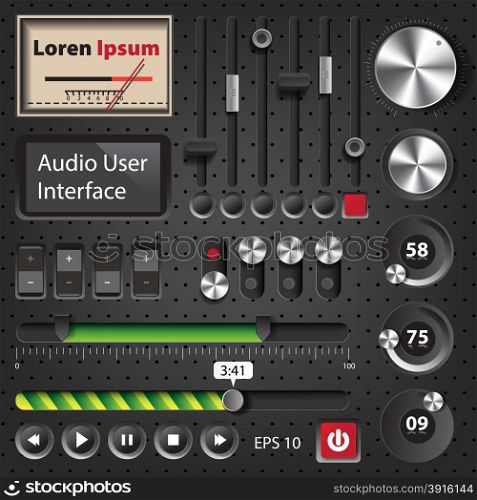Hi-End User Interface Elements for audio player and website