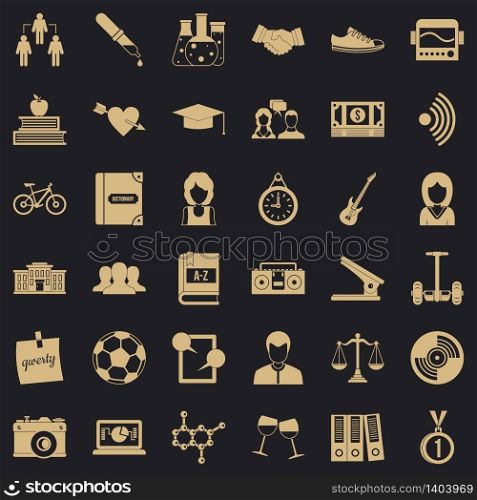 Hi school icons set. Simple style of 36 hi school vector icons for web for any design. Hi school icons set, simple style
