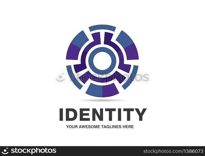 hi-tech circle company logo design, business symbol concept, minimal line style.