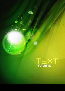 Hi-tech futuristic abstract blurred flares and green colors