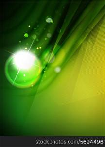 Hi-tech futuristic abstract blurred flares and green colors