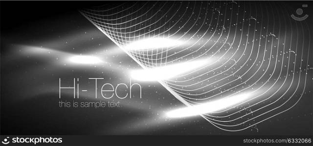 Hi-tech futuristic techno background, neon shapes and dots. Hi-tech futuristic techno background, neon shapes and dots. Technology connection, big data, dotted structure