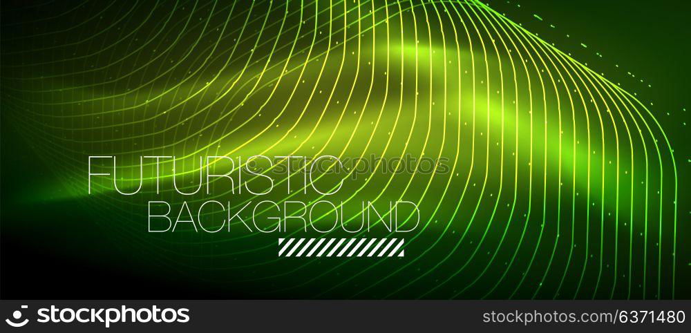 Hi-tech futuristic techno background, neon shapes and dots. Hi-tech futuristic techno background, neon shapes and dots. Technology connection, big data, dotted structure, green color