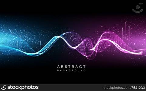 Hi-tech futuristic techno background, neon shapes and dots. Technology connection, big data, dotted structure, blue and purple colors. Hi-tech futuristic techno background, neon shapes and dots. Technology connection, big data, dotted structure