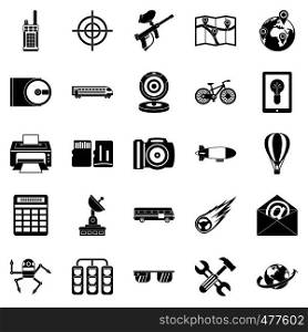 Hi-tech icons set. Simple set of 25 hi-tech vector icons for web isolated on white background. Hi-tech icons set, simple style