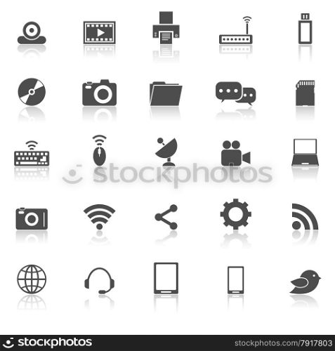 Hi-tech icons with reflect on white background, stock vector