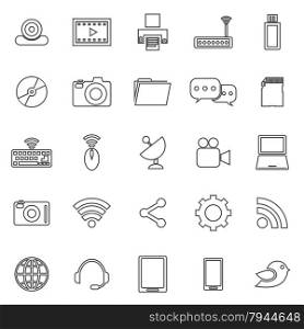 Hi-tech line icons on white background, stock vector