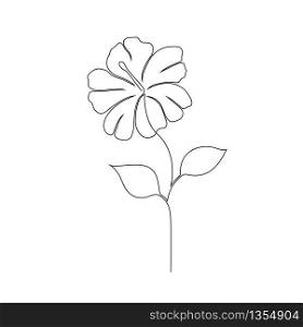 Hibiscus flower on white background. One line drawing style.