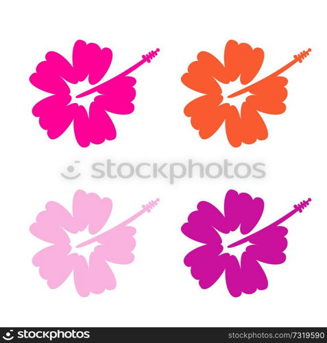 Hibiscus flower set - surfing and tropical symbol