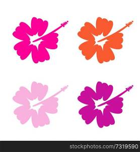 Hibiscus flower set - surfing and tropical symbol