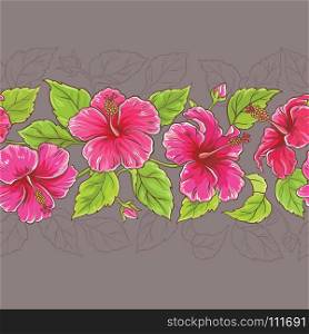hibiscus horizontal pattern. hibiscus flowers horizontal pattern on color background