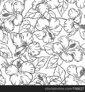hibiscus seamless pattern. hibiscus flowers seamless pattern on white background