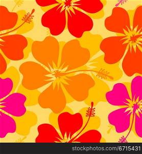 Hibiscus seamless pattern, vector