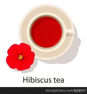 Hibiscus tea icon. Cartoon illustration of hibiscus tea vector icon for web. Hibiscus tea icon, cartoon style