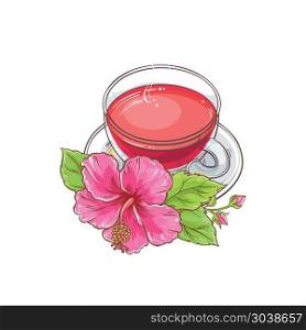 hibiscus tea illustration. cup of hibiscus tea illustration on white background