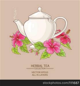 hibiscus tea in teapot. hibiscus tea in teapot on color background