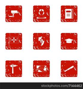 Hidden camera icons set. Grunge set of 9 hidden camera vector icons for web isolated on white background. Hidden camera icons set, grunge style
