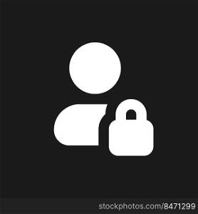 Hidden private contact dark mode glyph ui icon. User profile under privacy. User interface design. White silhouette symbol on black space. Solid pictogram for web, mobile. Vector isolated illustration. Hidden private contact dark mode glyph ui icon