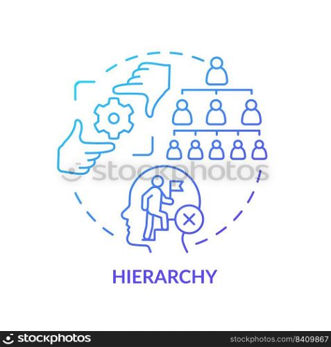 Hierarchy blue gradient concept icon. Discourage employees. Adaptability enemy in human resources abstract idea thin line illustration. Isolated outline drawing. Myriad Pro-Bold fonts used. Hierarchy blue gradient concept icon