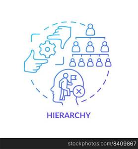 Hierarchy blue gradient concept icon. Discourage employees. Adaptability enemy in human resources abstract idea thin line illustration. Isolated outline drawing. Myriad Pro-Bold fonts used. Hierarchy blue gradient concept icon