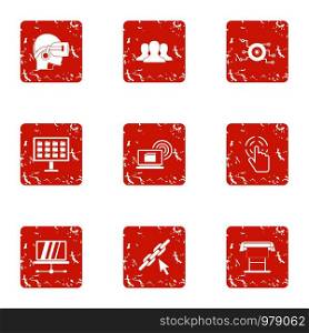 High adaptability icons set. Grunge set of 9 high adaptability vector icons for web isolated on white background. High adaptability icons set, grunge style