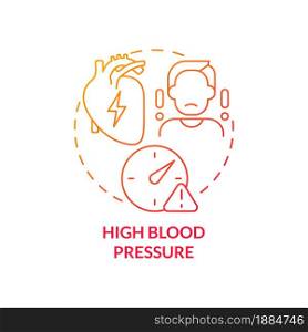 High blood pressure concept icon. Hypertension symptom abstract idea thin line illustration. Dangerous medical condition. Heart disease. Chest pain. Stroke risk. Vector isolated outline color drawing. High blood pressure concept icon