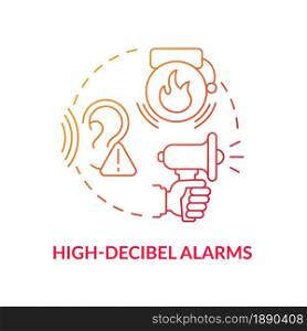 High decibel alarms blue gradient concept icon. Loud siren alarm abstract idea thin line illustration. House security system. Home defense and protection. Vector isolated outline color drawing.. High decibel alarms blue gradient concept icon