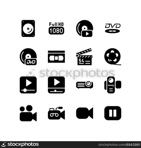 High definition symbol and camera icon set