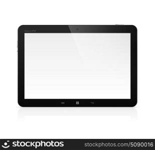 High detailed realistic vector illustration of modern computer tablet with blank screen on white background.