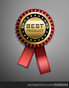 High detailed vector award ribbon isolated on dark gray background.