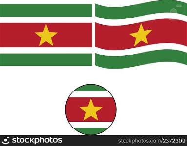 high detailed vector flag of Suriname. National Suriname flag. Surinamese waving flag. flat style.