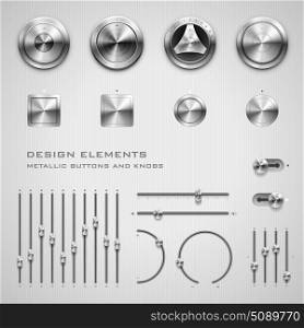 High detailed vector illustration of metallic buttons and knobs.