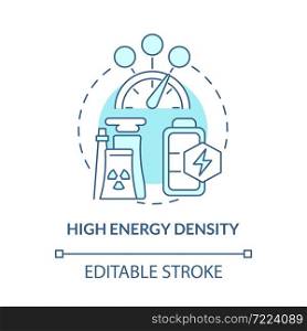 High energy density blue concept icon. Nuclear energy advantage abstract idea thin line illustration. Nuclear plants. Producing maximum power. Vector isolated outline color drawing. Editable stroke. High energy density blue concept icon
