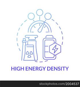 High energy density blue gradient concept icon. Nuclear energy advantage abstract idea thin line illustration. Enriched uranium. Production performance. Vector isolated outline color drawing. High energy density blue gradient concept icon