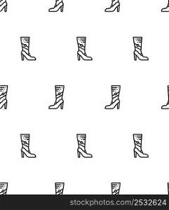 High Heel Boot Icon Seamless Pattern, High Heeled Shoe Icon Vector Art Illustration