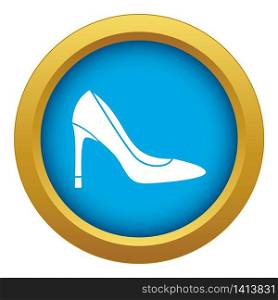 High heel shoe icon blue vector isolated on white background for any design. High heel shoe icon blue vector isolated