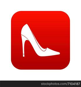 High heel shoe icon digital red for any design isolated on white vector illustration. High heel shoe icon digital red