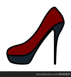 High Heel Shoe Icon. Editab≤Bold Outli≠With Color Fill Design. Vector Illustration.