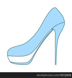 High Heel Shoe Icon. Thin Line With Blue Fill Design. Vector Illustration.