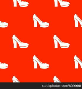 High heel shoes pattern repeat seamless in orange color for any design. Vector geometric illustration. High heel shoes pattern seamless