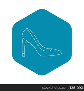 High heel women shoe icon. Outline illustration of high heel women shoe vector icon for web. High heel women shoe icon, outline style