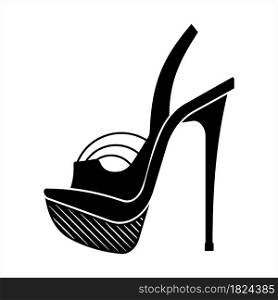 High Heels Shoes Icon, Girl Pencil Heel Shoe Vector Art Illustration