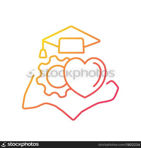 High human capital rate gradient linear vector icon. Health, education level in Singapore. Sustainable economic growth. Thin line color symbol. Modern style pictogram. Vector isolated outline drawing. High human capital rate gradient linear vector icon