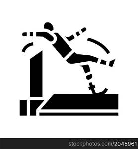 high jump handicapped athlete glyph icon vector. high jump handicapped athlete sign. isolated contour symbol black illustration. high jump handicapped athlete glyph icon vector illustration