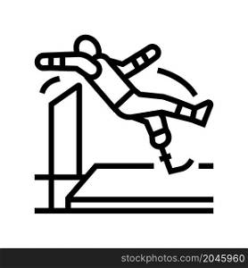 high jump handicapped athlete line icon vector. high jump handicapped athlete sign. isolated contour symbol black illustration. high jump handicapped athlete line icon vector illustration