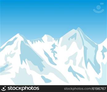 High mountains in winter. Vector illustration of the high mountains covered by snow