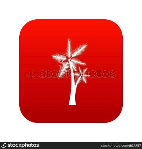 High palm tree icon digital red for any design isolated on white vector illustration. High palm tree icon digital red