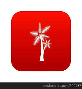 High palm tree icon digital red for any design isolated on white vector illustration. High palm tree icon digital red
