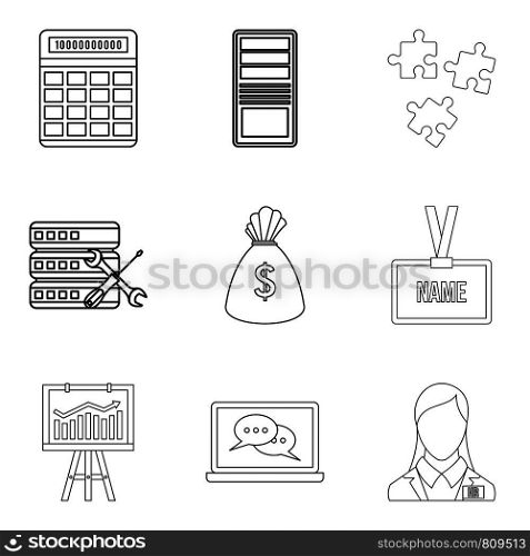 High price icons set. Outline set of 9 high price vector icons for web isolated on white background. High price icons set, outline style